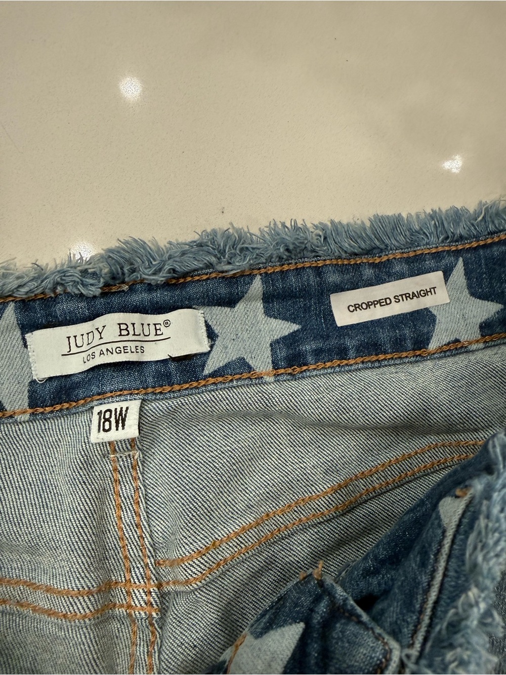Judy Blue Light Blue Star Print Cropped Jeans - Picture 5 of 6